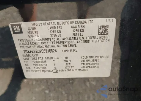 2012 GMC Terrain Slt-1 from USA, damaged, VIN 2GKFLVE59C6216528